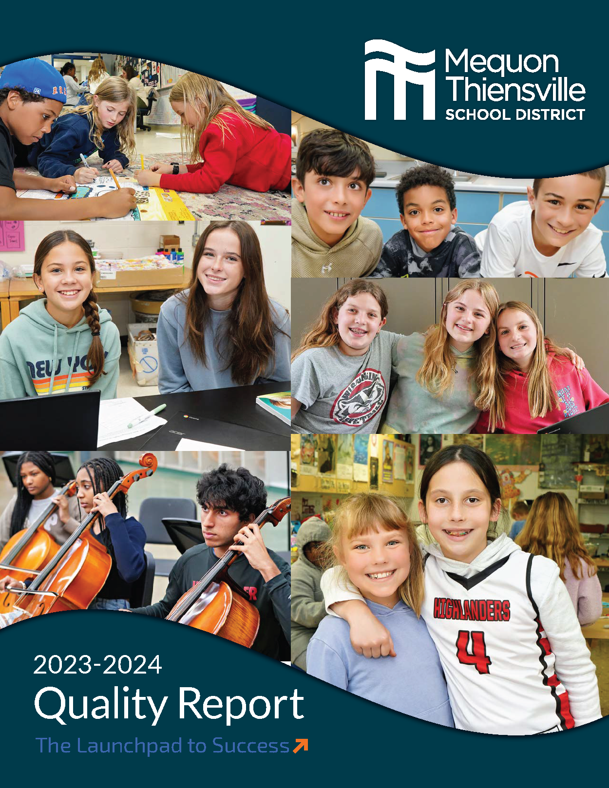 2023-2024 Quality Report cover featuring smiling children from all MTSD schools and the words "The Launchpad to Success"